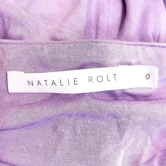 Natalie Rolt Violetta Milkmade Dress Size 0 Purple Bamboo One Shoulder Stretch - Picture 9 of 11